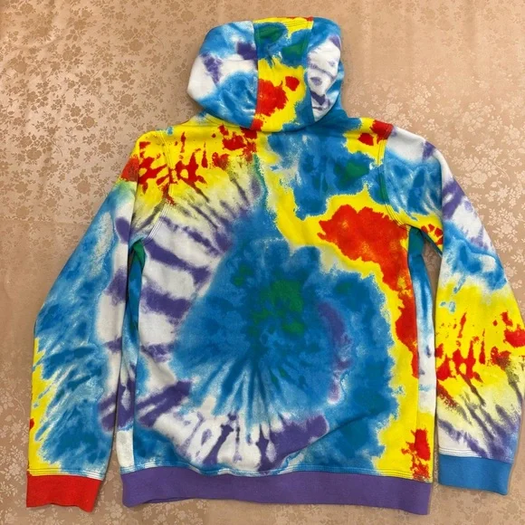 Nike Tie Dye Hoodie Multicolor Cotton Blend Pullover Sweatshirt Size Youth XL - Picture 2 of 10
